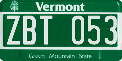 VT license plate ZBT053