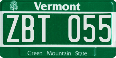 VT license plate ZBT055