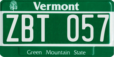 VT license plate ZBT057