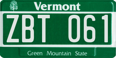 VT license plate ZBT061