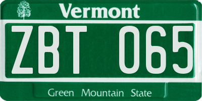 VT license plate ZBT065