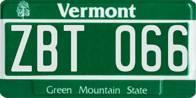 VT license plate ZBT066