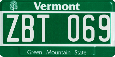 VT license plate ZBT069