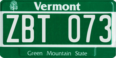 VT license plate ZBT073