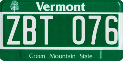 VT license plate ZBT076