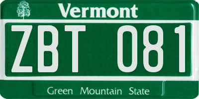 VT license plate ZBT081