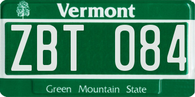 VT license plate ZBT084