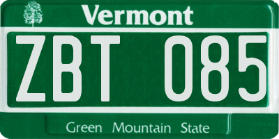 VT license plate ZBT085