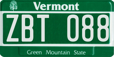 VT license plate ZBT088