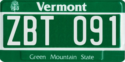 VT license plate ZBT091