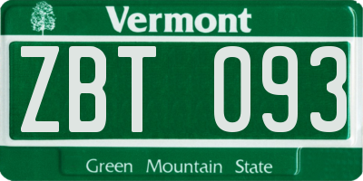 VT license plate ZBT093