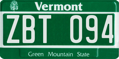 VT license plate ZBT094