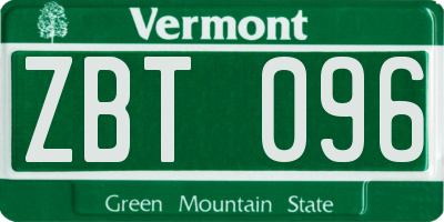 VT license plate ZBT096