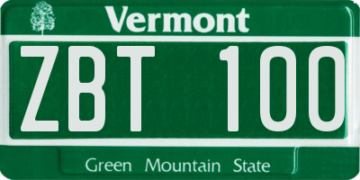 VT license plate ZBT100