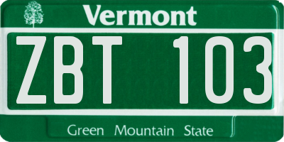 VT license plate ZBT103