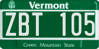 VT license plate ZBT105