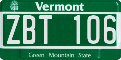 VT license plate ZBT106