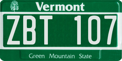 VT license plate ZBT107