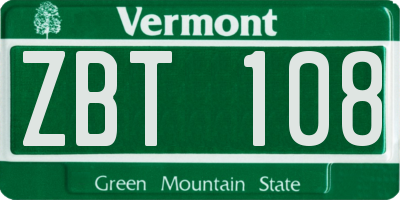 VT license plate ZBT108