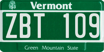 VT license plate ZBT109