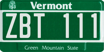 VT license plate ZBT111
