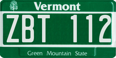 VT license plate ZBT112