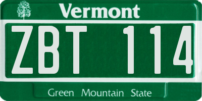 VT license plate ZBT114
