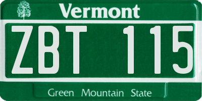 VT license plate ZBT115