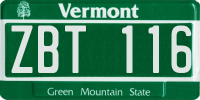 VT license plate ZBT116