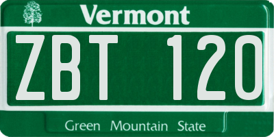 VT license plate ZBT120