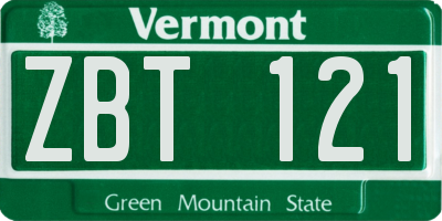 VT license plate ZBT121