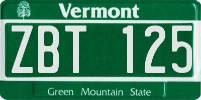 VT license plate ZBT125