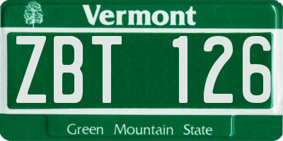 VT license plate ZBT126