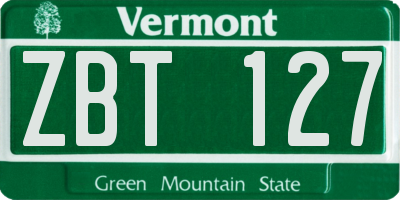 VT license plate ZBT127