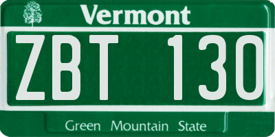 VT license plate ZBT130
