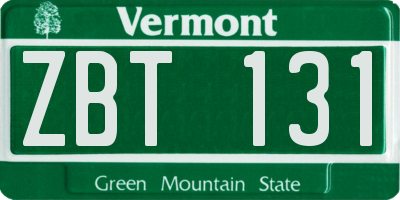 VT license plate ZBT131