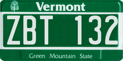VT license plate ZBT132
