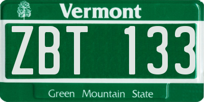 VT license plate ZBT133