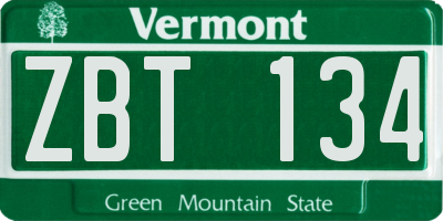 VT license plate ZBT134