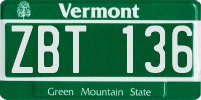 VT license plate ZBT136