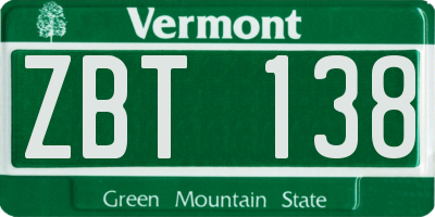 VT license plate ZBT138
