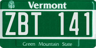 VT license plate ZBT141