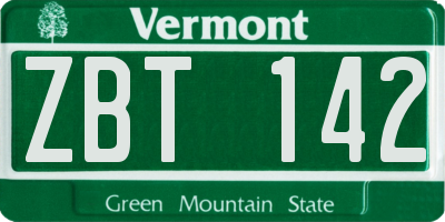 VT license plate ZBT142