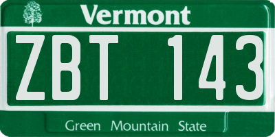 VT license plate ZBT143