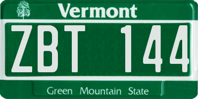 VT license plate ZBT144