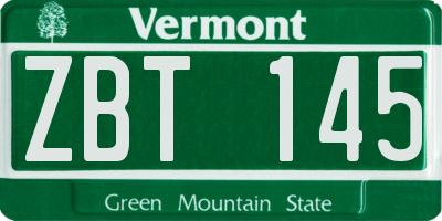 VT license plate ZBT145