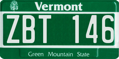 VT license plate ZBT146