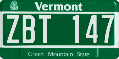 VT license plate ZBT147