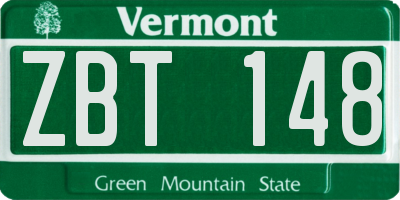 VT license plate ZBT148