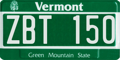 VT license plate ZBT150